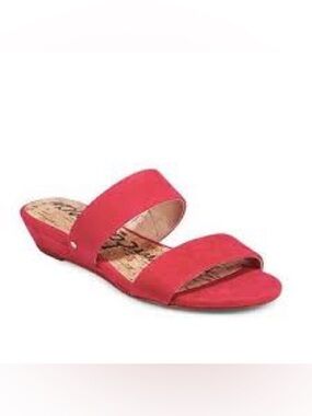 Sam Edelman Red Suede Double-Strap Slide Sandal Sz 8.5